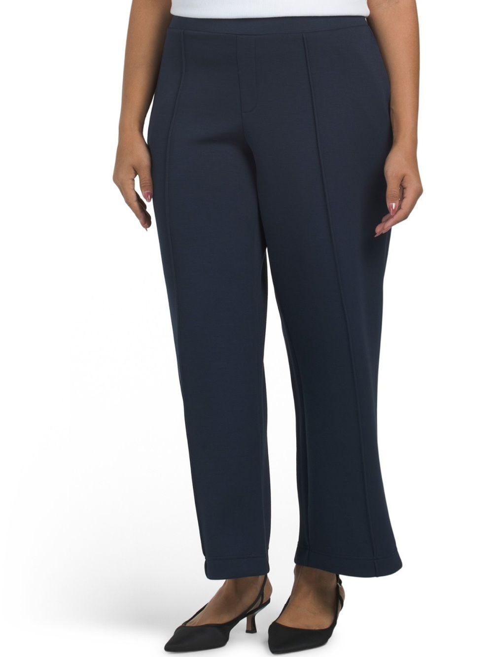 Counterparts Navy Modal Knit Blend Wide Leg Pintuck Pants